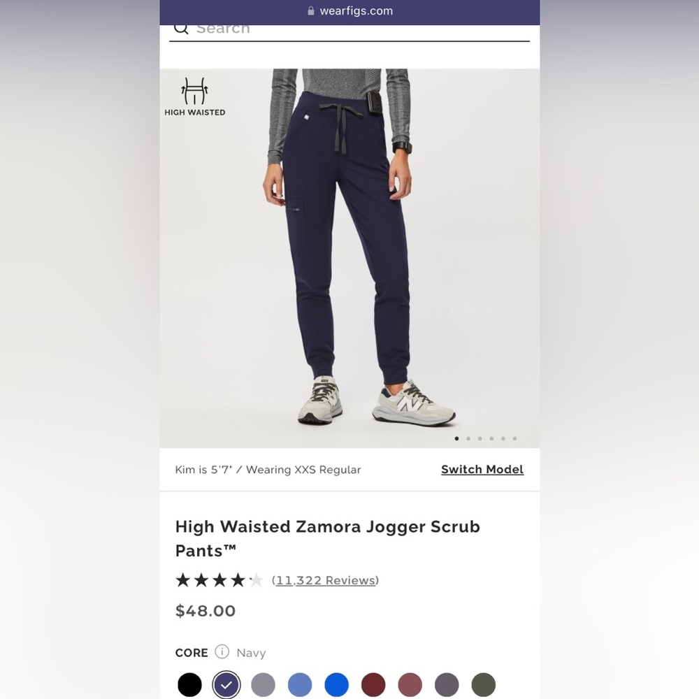 Figs High Waisted Zamora Jogger Scrub Pants Navy Small